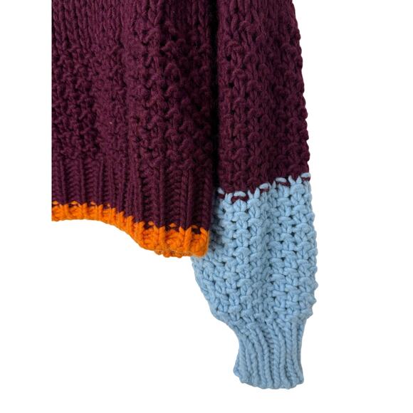 Dr. Bloom Barcelona  Anthropologie Colorblock Chunky Knit Sweater Wool Blend M/L - Picture 4 of 8